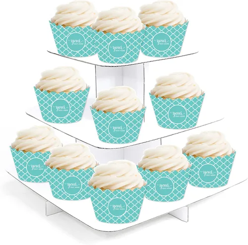 Miniatura 4 de Andaz Press Colección totalmente personalizada, envoltura de cupcakes, paquete de 20, texto o logotipo personalizado