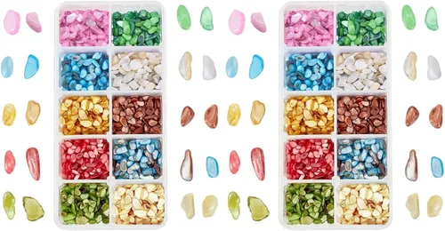Miniatura 9 de SUPERFINDINGS 120G 10 colores pequeñas conchas naturales trituradas relleno de resina de conchas teñidas piezas de conchas irregulares rebanadas