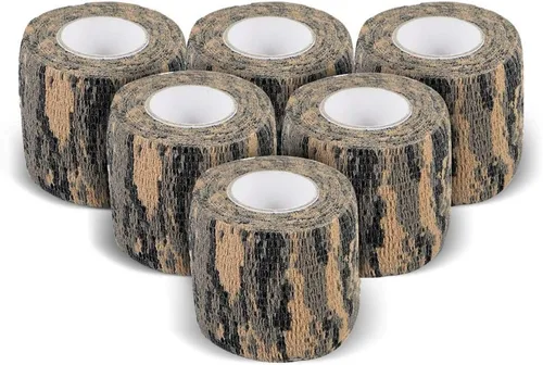 Miniatura 2 de AIRSSON 6 rollos de cinta de camuflaje de camuflaje de 1.96 x 177 pulgadas, vendaje elástico de camuflaje autoadhesivo para linternas, cámaras
