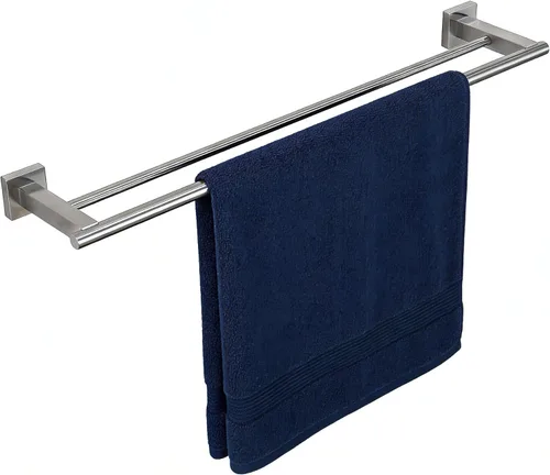 Miyili Toallero doble de 24 pulgadas de acero inoxidable cepillado para toallas de baño, soporte de pared, A02N60B Acero cepillado