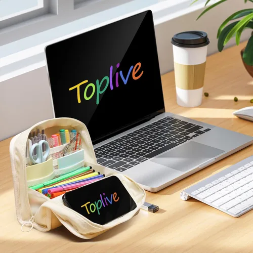 Miniatura 7 de Toplive Estuche para lápices de alta capacidad, bolsa grande para lápices, bolsa para bolígrafos minimalismo, papelería de oficina para la escuela