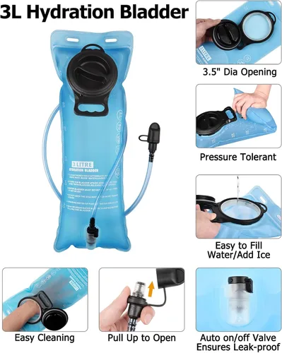 Miniatura 3 de NOOLA Mochila de Hidratación con Vejiga de Agua de 3L - Mochila de Agua de 22L para Senderismo, Ciclismo, Correr, Ciclismo - Mochila Ligera