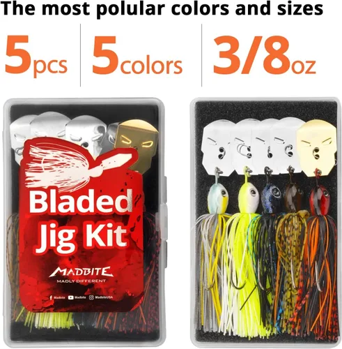Miniatura 8 de MadBite by KastKing - Señuelos de pesca con cuchillas, kits multicolores, acción vibratoria irresistible, ganchos de punta de aguja de alambre A1