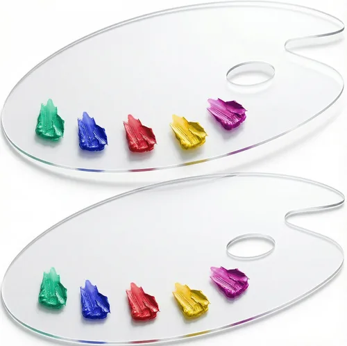 Miniatura 9 de Paleta Acrílica de Forma Rectangular 2 piezas 11.8 x 7.9 pulgadas Transparente - Bandeja de Mezcla Cristalina para Pintura Antiadherente Acrílica