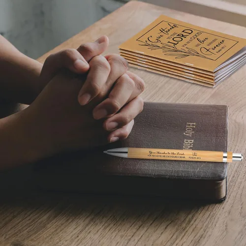 Miniatura 4 de Kisston 50 unidades de regalo cristiano para el Día del Padre, incluye cuadernos de versículos de la Biblia, bolígrafos inspiradores de bambú