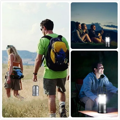 Miniatura 5 de Farol LED para campamento, 500 lúmenes, luces plegables para campamento, linterna de corte de energía, funciona con pilas para emergencias