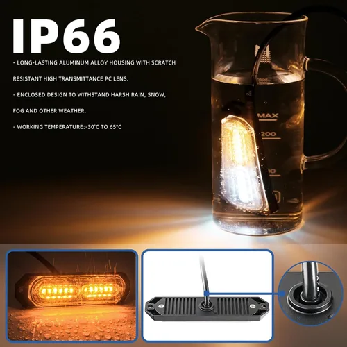 Miniatura 5 de 8 Piezas Luces Estroboscópicas de Emergencia de Montaje en Superficie Ámbar Blanco para Camiones, Barra de Luz Intermitente de Advertencia