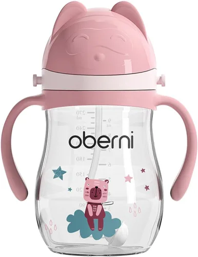 Miniatura 16 de Oberni Vasos para beber a prueba de fugas, botella de agua de doble sellado sin derrames, con popote pesado y mango antideslizante para niños de 1 a