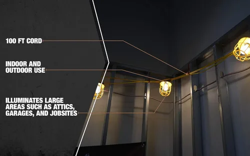 Miniatura 4 de Southwire Cadena de luces temporales 7145SW; 14/2 SJTW; estándar de 15 amperios; protector de plástico; sin enchufe y conector; 100 pies; amarillo