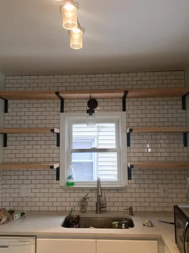 Miniatura 3 de Soportes de estante de 10 pulgadas, soportes de pared flotantes de metal de acero forjado industrial resistente para una verdadera tabla de madera