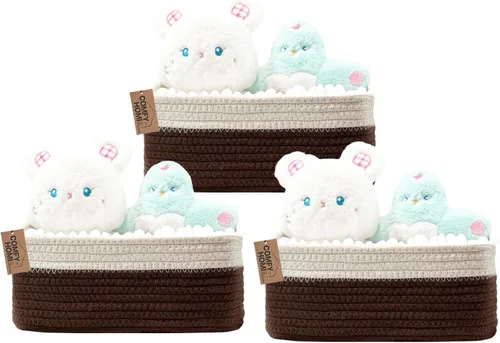 Miniatura 28 de COMFY-HOMI Cestas de almacenamiento de 11.5 x 7.5 x 4.7 pulgadas para organizar, cesta tejida de cuerda de algodón, caja de almacenamiento
