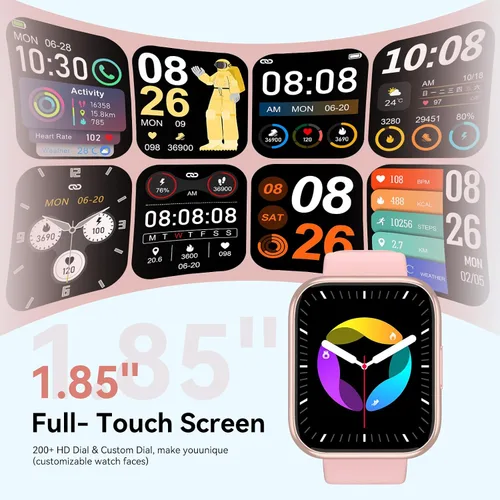 Miniatura 5 de Reloj inteligente para hombres y mujeres, rastreador de fitness HD de 1.85 pulgadas con llamadas Bluetooth, más de 120 modos deportivos, reloj