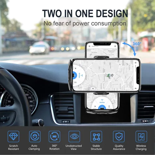 Miniatura 4 de Soporte inalámbrico con cargador para vehículo, con sujeción automática Qi, 10 vatios, 7.5 vatios, de carga rápida, para teléfono, soporte