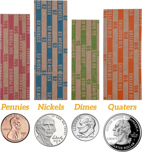 Miniatura 2 de DGBDPACK 125 Surtido de envoltorios planos para monedas, 25 centavos, 25 níquel, 25 centavos, 50 cuartos Paquete conveniente