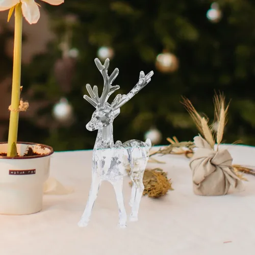 Miniatura 8 de ARTIBETTER 2 piezas de decoración de cristal de alce de Navidad, adornos de mesa transparentes, figuras de reno, adornos de reno, decoración de alce