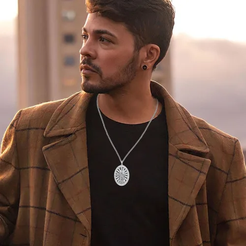 Miniatura 283 de Odinstone Collar de plata de ley 925 con medalla de San Miguel/San Cristóbal/San Benito/Crucifijo de Jesús/San Uriel/Arcángel Rafael para hombres