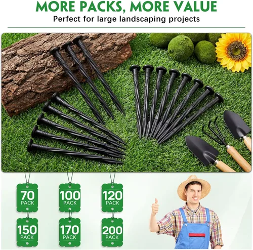 Miniatura 8 de 100 estacas de plástico de 8 pulgadas para bordes de paisaje, picos de nailon en espiral, clavos de anclaje para barrera de malezas, bordes