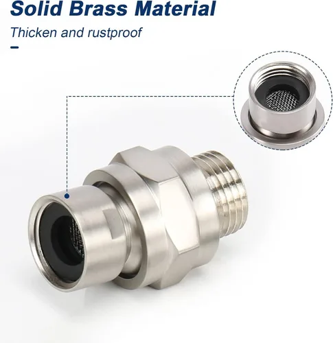 Miniatura 4 de NearMoon Adaptador de bola giratoria para cabezal de ducha, conector de ducha de latón macizo, junta esférica, componente de extensión universal