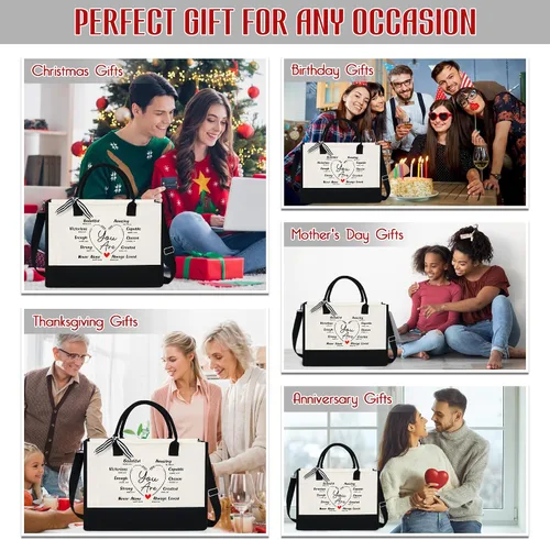Miniatura 6 de Regalo para mujeres, mamá, profesora, regalos de cumpleaños para jefa, amiga, compañera de trabajo, bolsa de lona de 13 onzas con cremallera