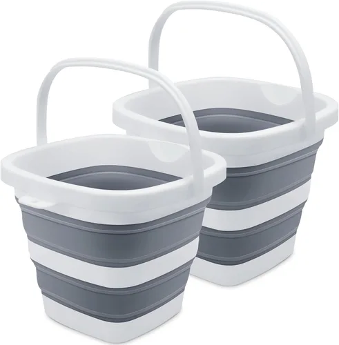 Goderewild Paquete de 2 cubos plegables pequeños, 1.4 galones/5 litros sin BPA, cubos de agua plegables para lavado de autos, campamento, playa,