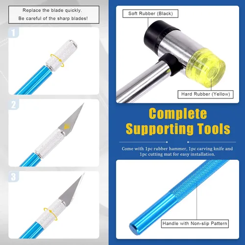 Miniatura 5 de Glarks Kit de herramientas de cortador de perforador hueco de 55 piezas, incluye 52 formas de un agujero, cuchillo de trinchar con 5 cuchillas, un