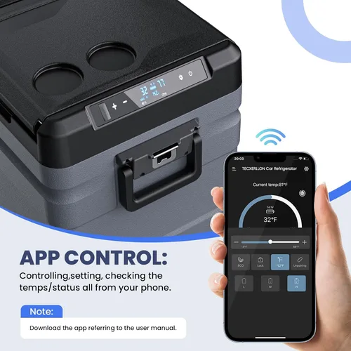 Miniatura 8 de TECXERLLON Refrigerador eléctrico de doble zona para automóvil de 12 voltios, congelador portátil de 40 cuartos de galón con control de APP