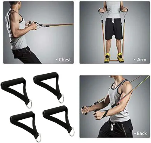 Miniatura 4 de Bandas de resistencia de 4 piezas con asas de tracción, mango de espuma, equipo de fitness de repuesto para yoga, entrenamiento de fuerza