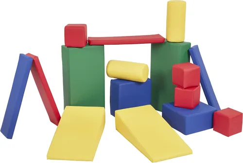 ECR4Kids SoftZone Bloques de construcción blandos, formas de espuma, surtido, 16 piezas