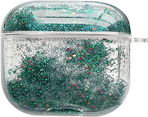 Miniatura 10 de UnnFiko Bling Quicksand - Funda compatible con AirPods 1 y 2, bonita funda protectora líquida brillante, divertida y creativa, dura y transparente