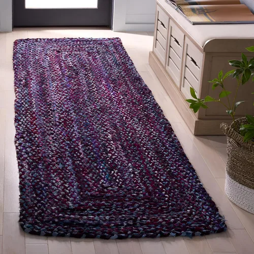 Miniatura 63 de SAFAVIEH Braided Collection - Alfombra de pasillo, 2 pies 3 pulgadas x 8 pies, color negro y azul, hecho a mano, reversible, ideal para dormitorio
