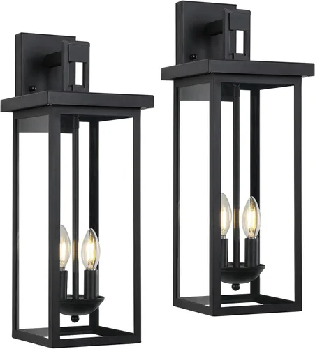 Miniatura 16 de tewei Farol de Pared Exterior de Gran Tamaño Accesorio de Luz de Pared Exterior, Luz de Porche Negro Mate, Luces Exteriores Impermeables para Casa