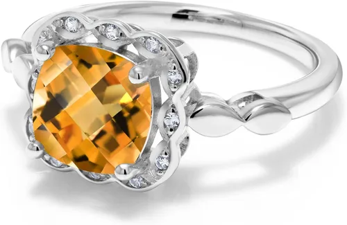Miniatura 138 de Gem Stone King Anillo de compromiso de plata de ley 925 de 0.315 in con piedra natal y zafiro blanco creado Anillo de compromiso de boda