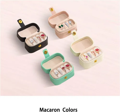Miniatura 6 de VOMNA Juego de joyas de viaje, mini estuche de joyería, pequeño organizador de joyas portátil, estuche de almacenamiento de joyas para anillos