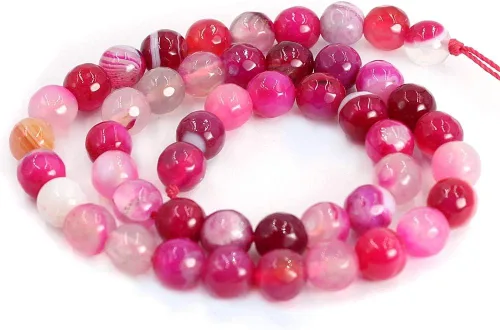 Miniatura 8 de Joyería Artesanía Natural 6 8 10 0.472 in redondo facetado ágata piedras preciosas sueltas DIY hilo 15" (0.236 in, ágata de ónix negro)