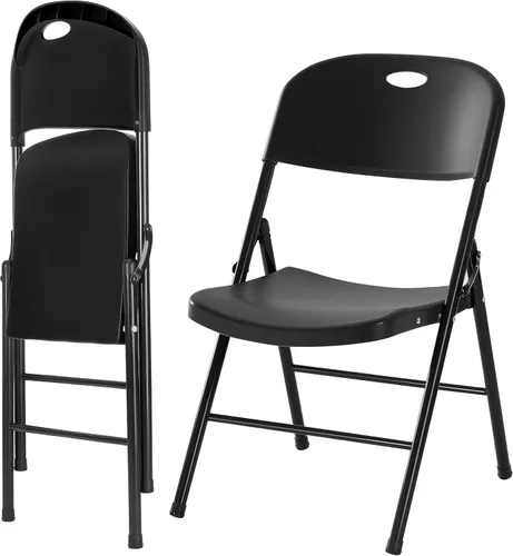 Miniatura 15 de Paquete de 2 sillas plegables de plástico resistente, sillas plegables de capacidad de 450 libras para interiores y exteriores, asientos portátiles