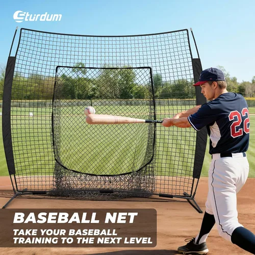 Miniatura 2 de 7 x 7 ft Baseball Net, Baseball Softball Batting Net for Practice Hitting Pitching Fielding, Quick Setup, Portable, with Carry Bag, 4 Ground Stakes