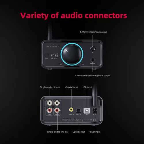 Miniatura 9 de FiiO K7BT amplificador de auriculares Bluetooth de alta fidelidad balanceada AK4493S*2, XMOS XU208 PCM384kHz DSD256, entradas