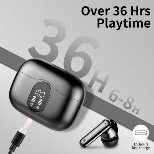 Miniatura 7 de Auriculares inalámbricos, Auriculares Bluetooth 5.4 con graves estéreo, Auriculares intrauriculares con micrófono de cancelación de ruido y pantalla