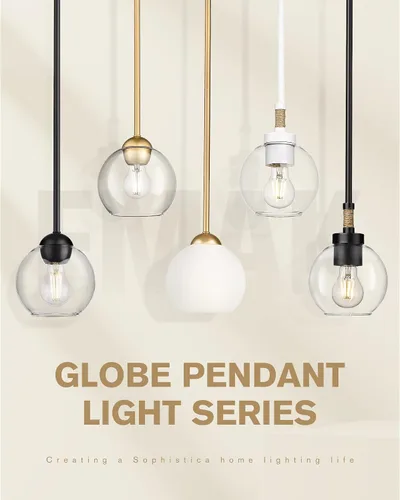 Miniatura 7 de Emak Juego de luces colgantes, juego de 2 unidades a juego, luz colgante de globo, PL119-GD, PL119-GD-2PK