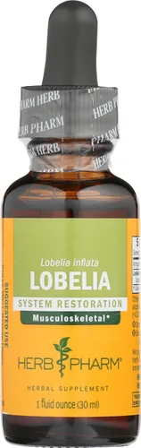 Herb Pharm Gotas de extracto líquido de lobelia orgánico certificado para apoyo del sistema musculoesquelético, 1 onza