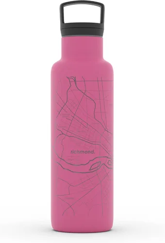 Miniatura 41 de Well Told Botella de agua aislada con mapa de Washington DC grabado, botella de acero inoxidable grabada (21 onzas, blanco) botella aislada de mapa