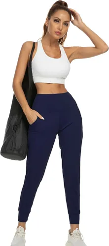 Miniatura 6 de Kcutteyg - Pantalones deportivos de cintura alta con bolsillos para mujer, pantalones deportivos suaves para descanso, correr y entrenamiento