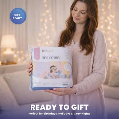 Miniatura 6 de Dosel de Cama Azul, Dosel de Cama Azul con Estrellas que Brillan en la Oscuridad para Niñas, Niños, Niñas y Bebés, Red para Cubrir la Cuna, Niño