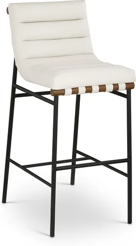 Miniatura 13 de Meridian Furniture 846Black-C Burke Collection Modern Taburete de bar contemporáneo con cuero vegano negro suave, marco de metal negro mate
