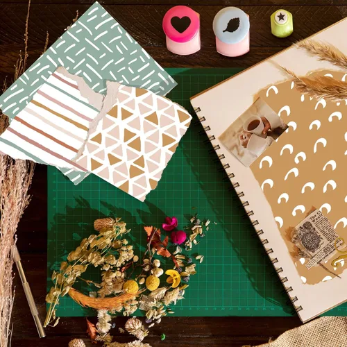 Miniatura 7 de 28 hojas de papel bohemio para álbum de recortes, papel de álbum de recortes de 12 x 12 pulgadas, papel de álbum de recortes de 90 lb/160 g/m²