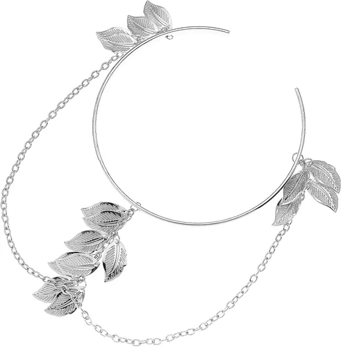 Miniatura 8 de RechicGu 2 piezas de cadena de plumas de hojas con borlas de pulsera, brazalete de brazo abierto, parte superior abierta, conjunto ajustable