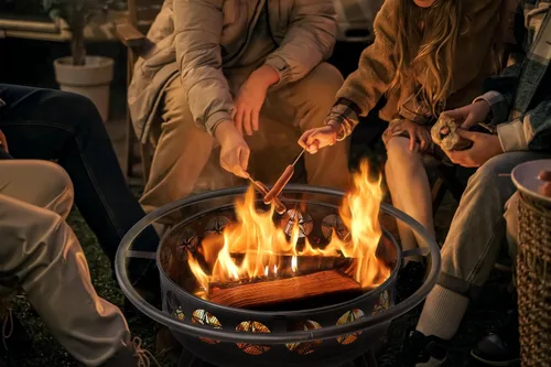 Miniatura 6 de Verdeluxe Pozo de fuego de 32 pulgadas con rejilla de cocción giratoria, hoguera de leña 3 en 1 con parrilla, mesa de fogata al aire libre con tapa