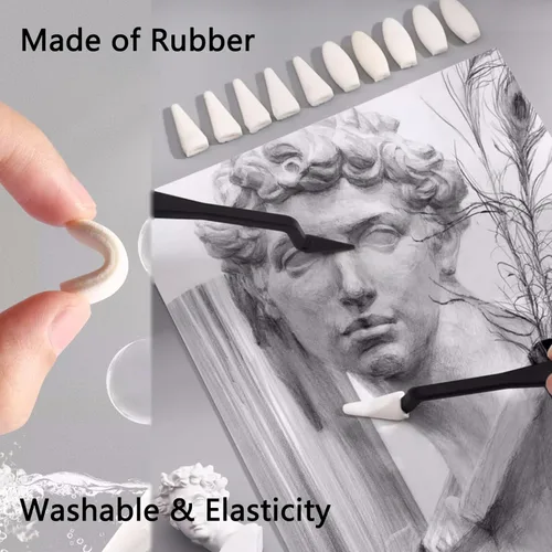 Miniatura 3 de 43 piezas de difuminos y tortillones mezcladores de arte en papel, herramientas de dibujo con raspadores limpiadores de bocetos, esponja