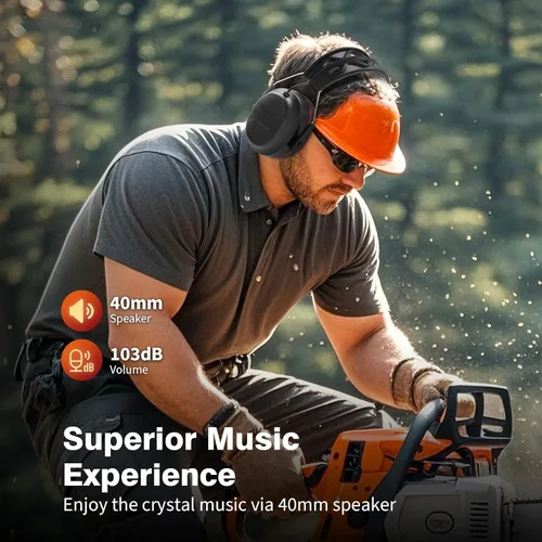 Miniatura 8 de Auriculares de gel de protección auditiva Bluetooth 5.4 con batería recargable de 1200 mAh, tiempo de trabajo de 120 horas, SNR de 30 dB, orejeras