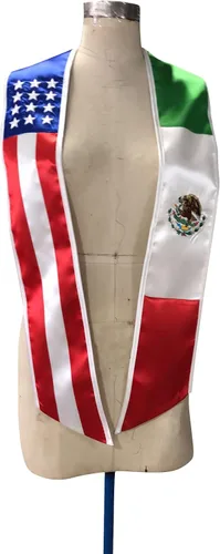 Miniatura 5 de Cappe Diem Estola de banda de graduación de dos banderas (Estados Unidos + Internacional)
